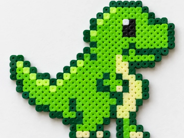 Matcha Dino Desktop Sprite - Handcrafted Perler bead pattern design preview