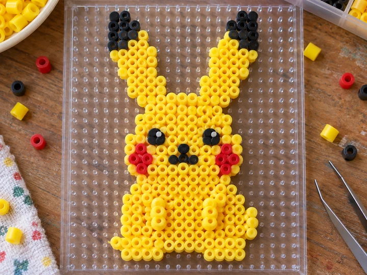 Pikachu Mascot Sprite - Handcrafted Perler bead pattern design preview