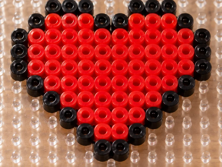 8-Bit Valentine Pixel Heart - Handcrafted Perler bead pattern design preview